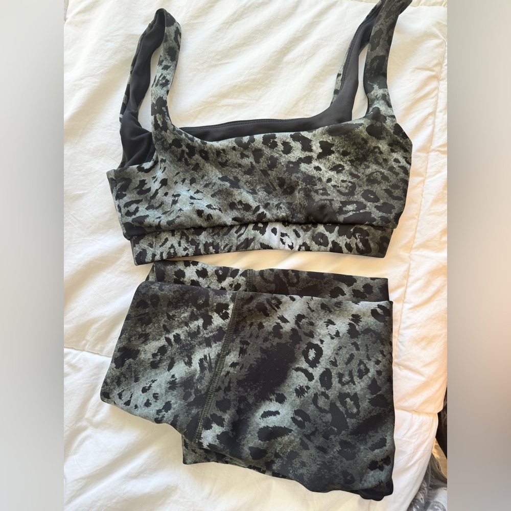 Leopard Print Sports Bra and Leggings Set